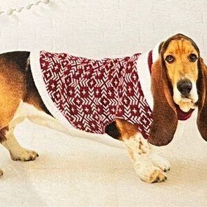 Red and White Knit Dog Sweater, Size M